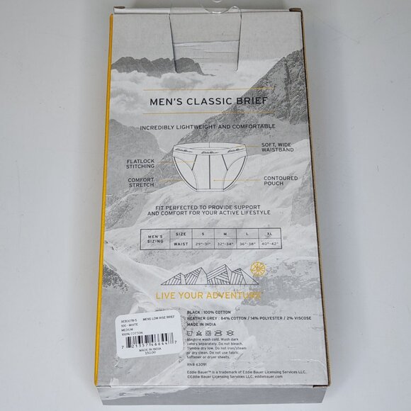 Eddie Bauer Men's M White 100% Cotton Classic Low Rise Briefs Underwear 5 Pack - Picture 2 of 4